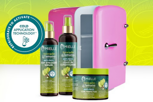 Banner image of a blog named what is cold application technology with showing avocado and tamanu anti frizz hair products 