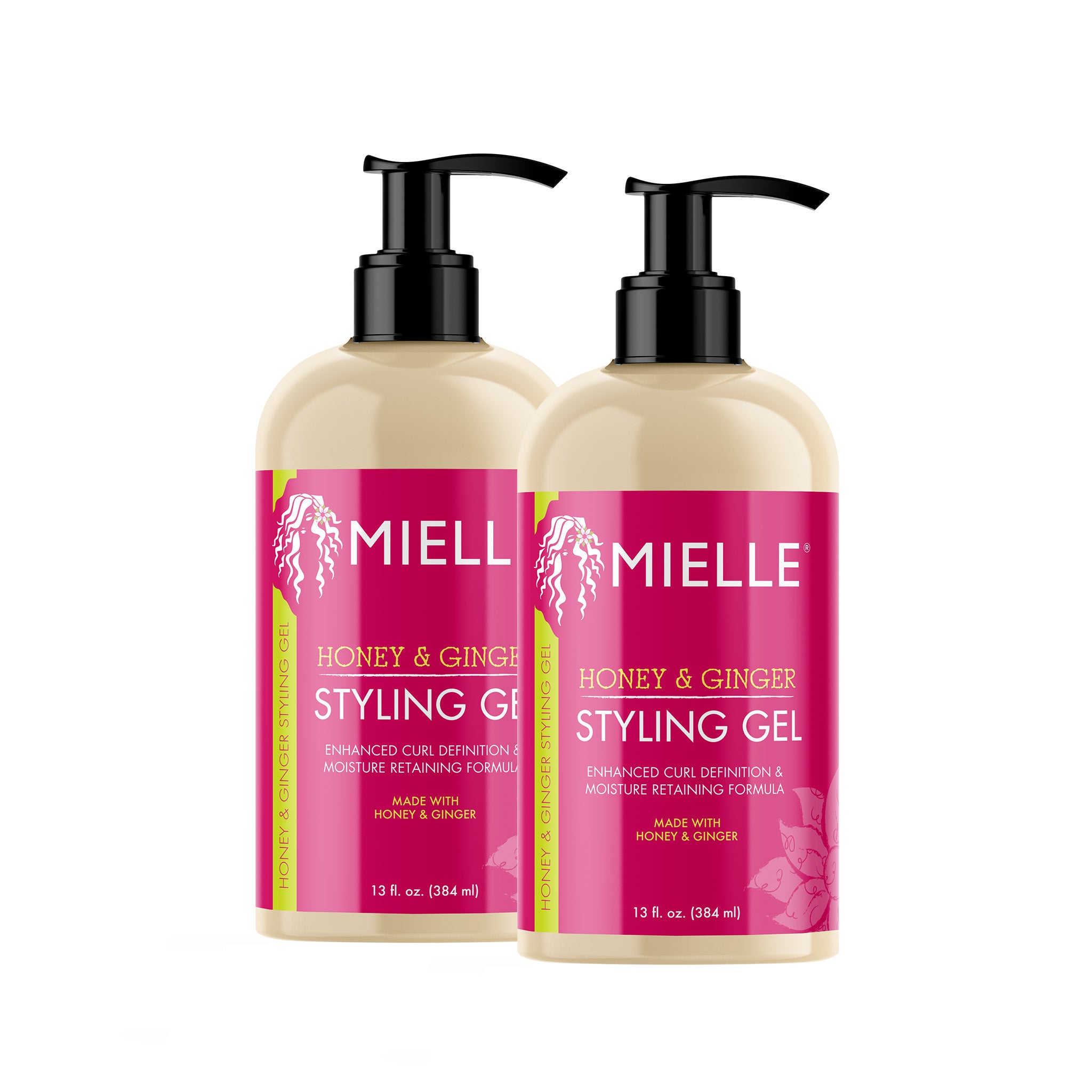 Two bottles of Mielle Organics Honey & Ginger Styling Gel.